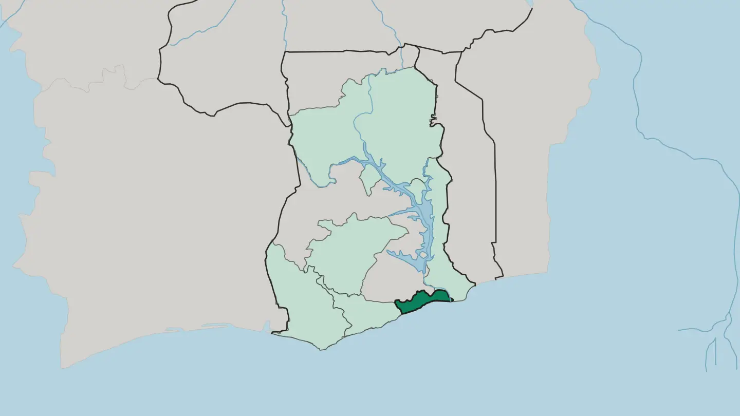Map of Greater Accra Region in Ghana