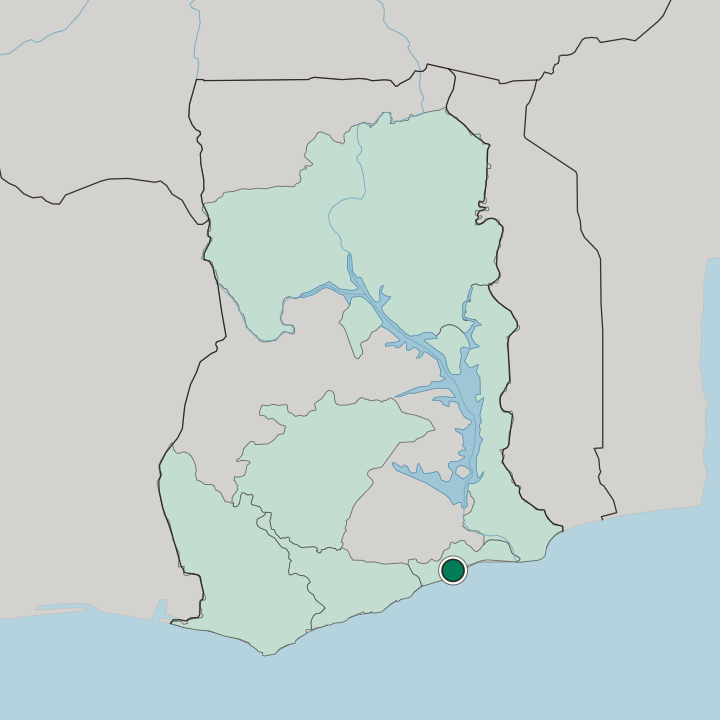Map showing Tema — In Ghana
