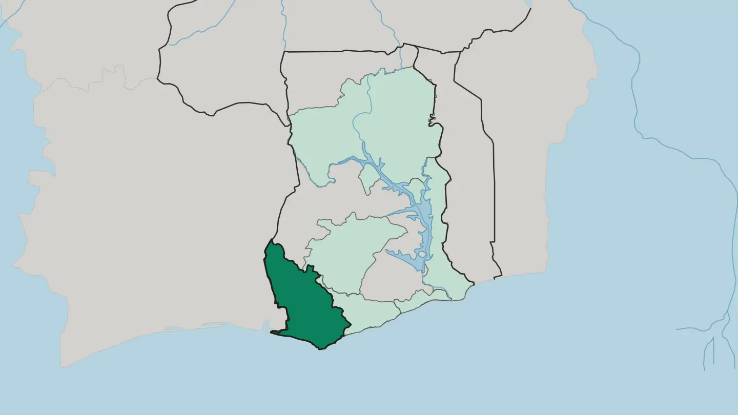 Map of Western Region in Ghana