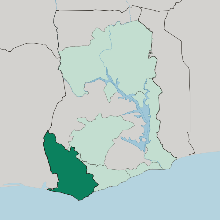 Map showing Western Region — In Ghana