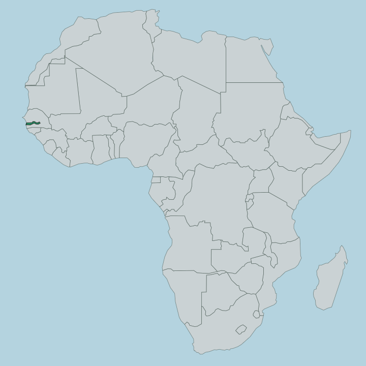 Map showing The Gambia — In Africa