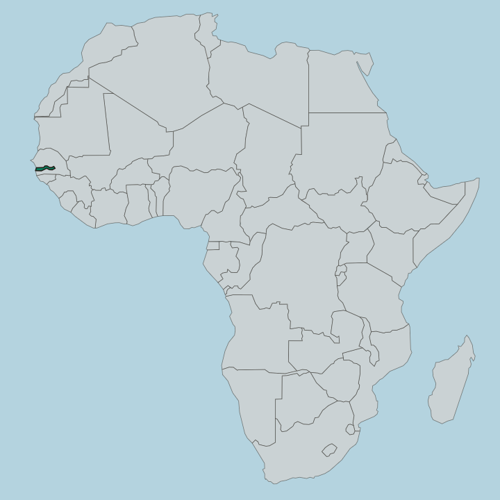 Map showing The Gambia — In Africa