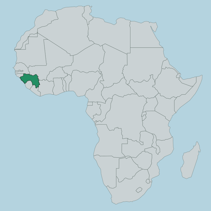 Map showing Guinea — In Africa