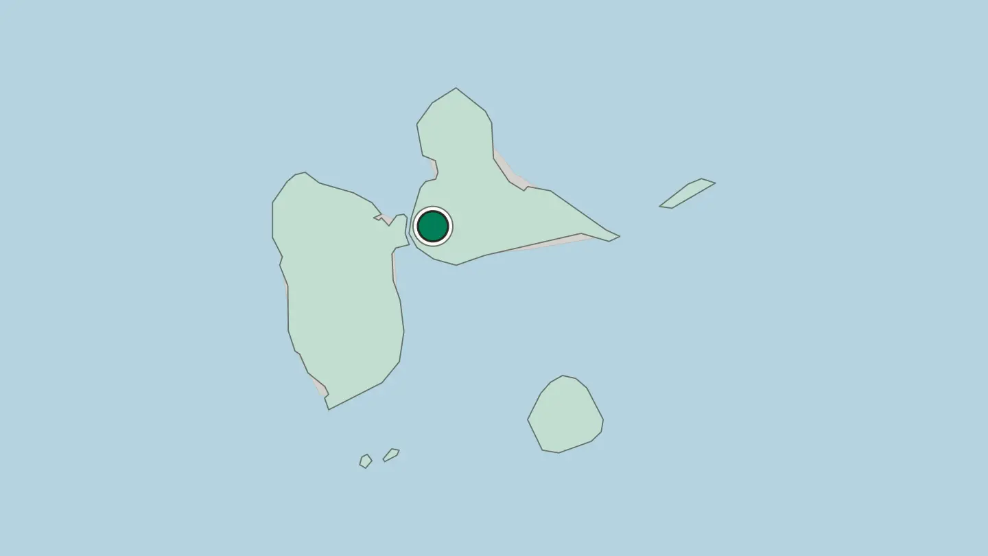 Map of Les Abymes in Guadeloupe