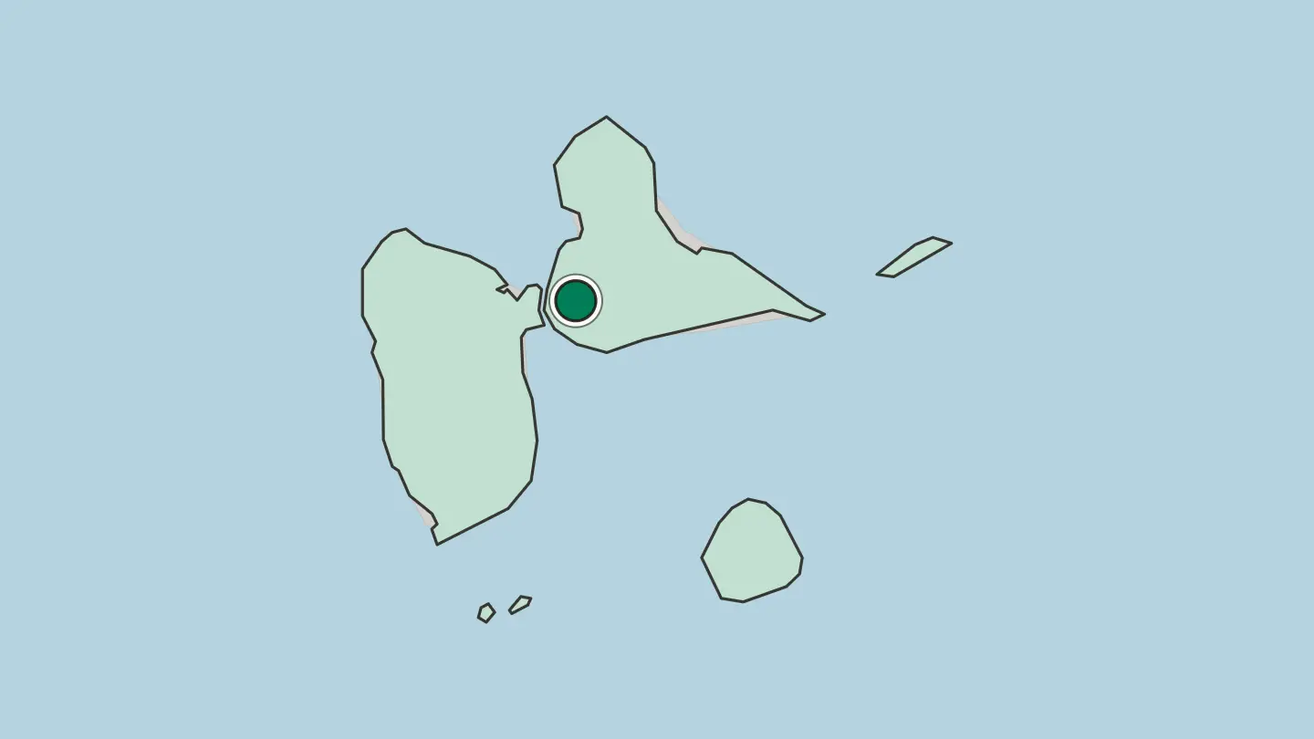Map of Les Abymes in Guadeloupe