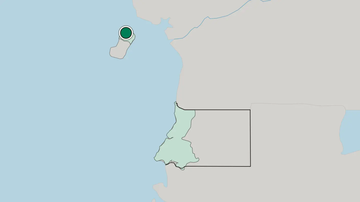 Map of Malabo in Equatorial Guinea