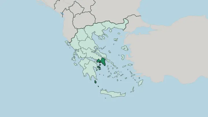 Map of Attica in Greece
