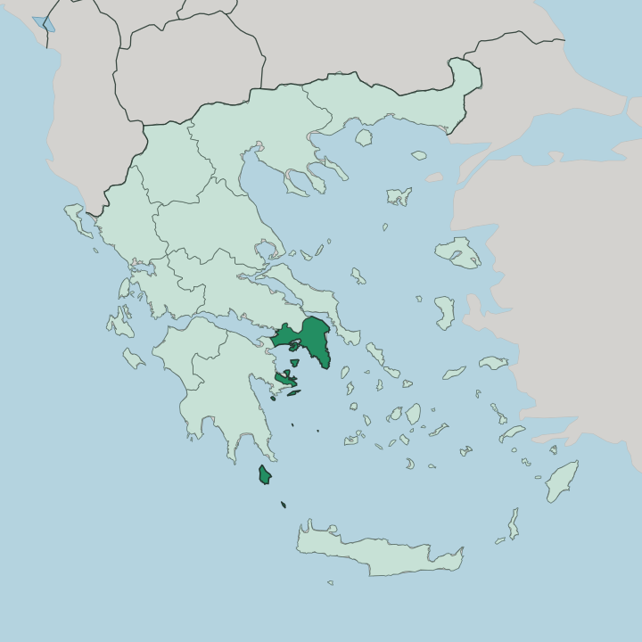 Map showing Attica — In Greece