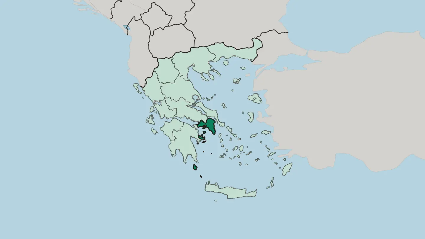 Map of Attica in Greece