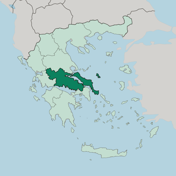 Map showing Central Greece — In Greece