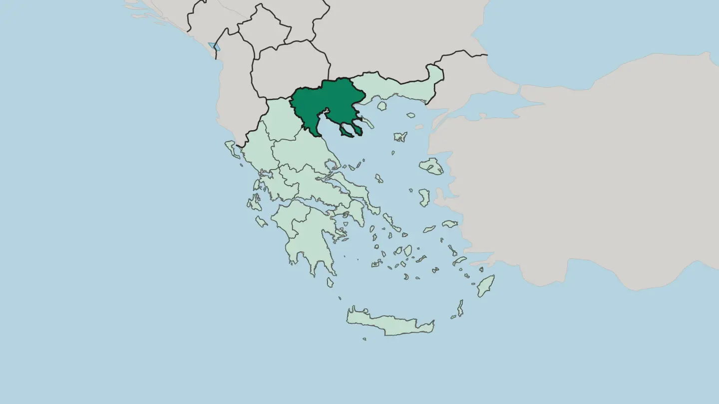 Map of Central Macedonia in Greece