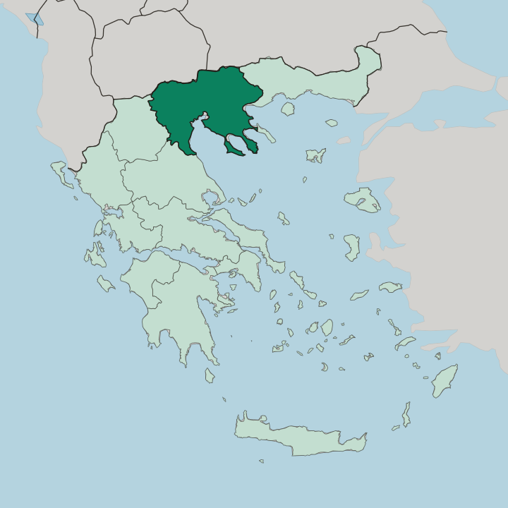 Map showing Central Macedonia — In Greece