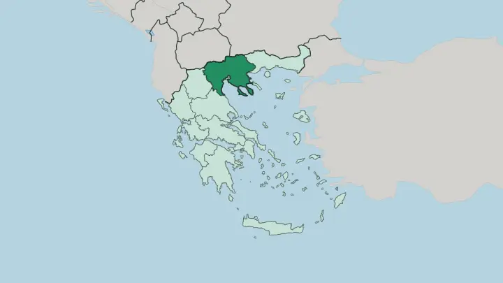 Map of Central Macedonia in Greece