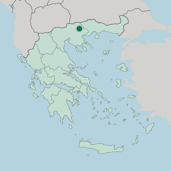 Map showing Sérres — In Greece