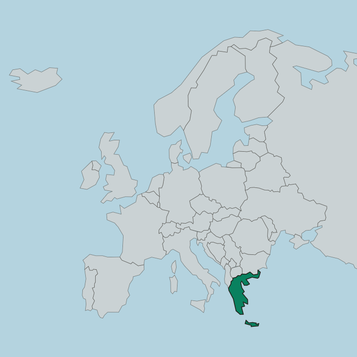 Map showing Greece — In Europe