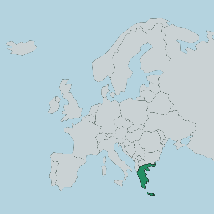Map showing Greece — In Europe