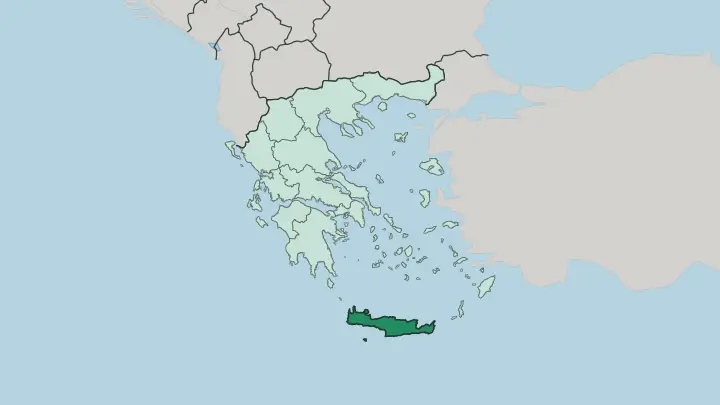 Map of Crete in Greece