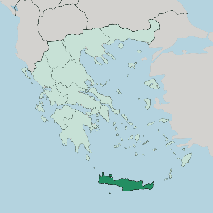 Map showing Crete — In Greece