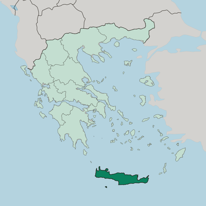 Map showing Crete — In Greece