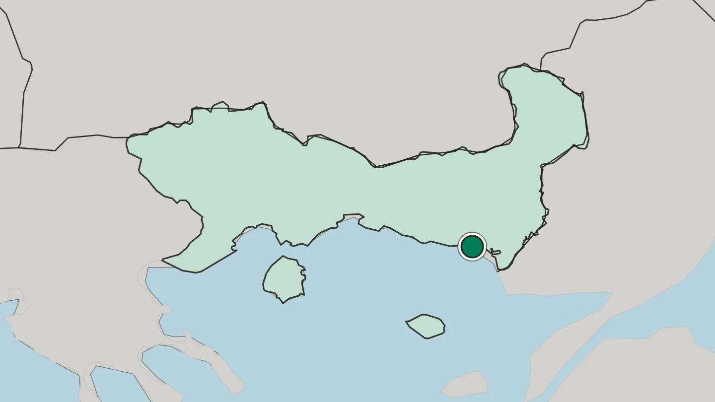 Map of Alexandroupoli in Greece