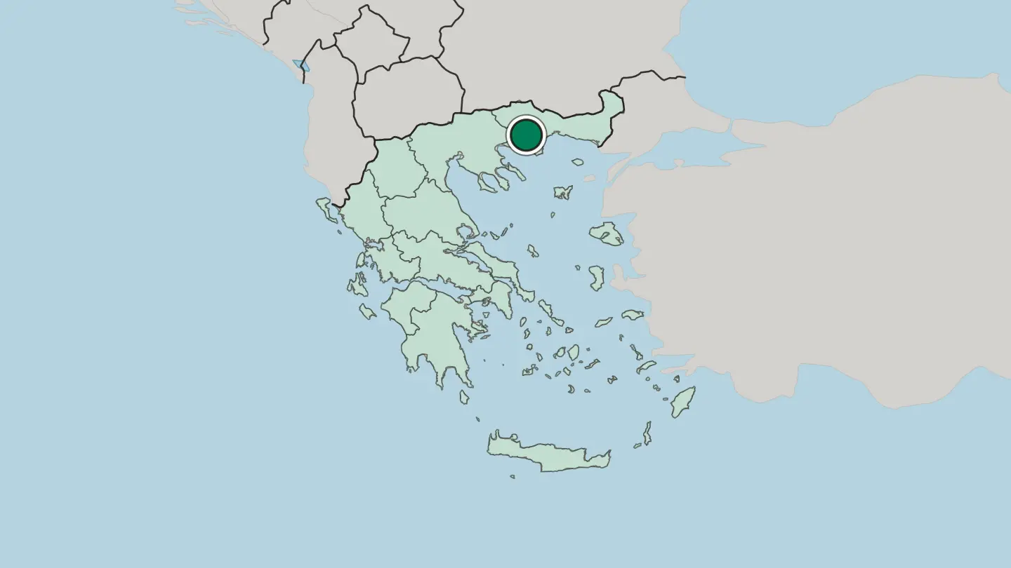 Map of Kavála in Greece