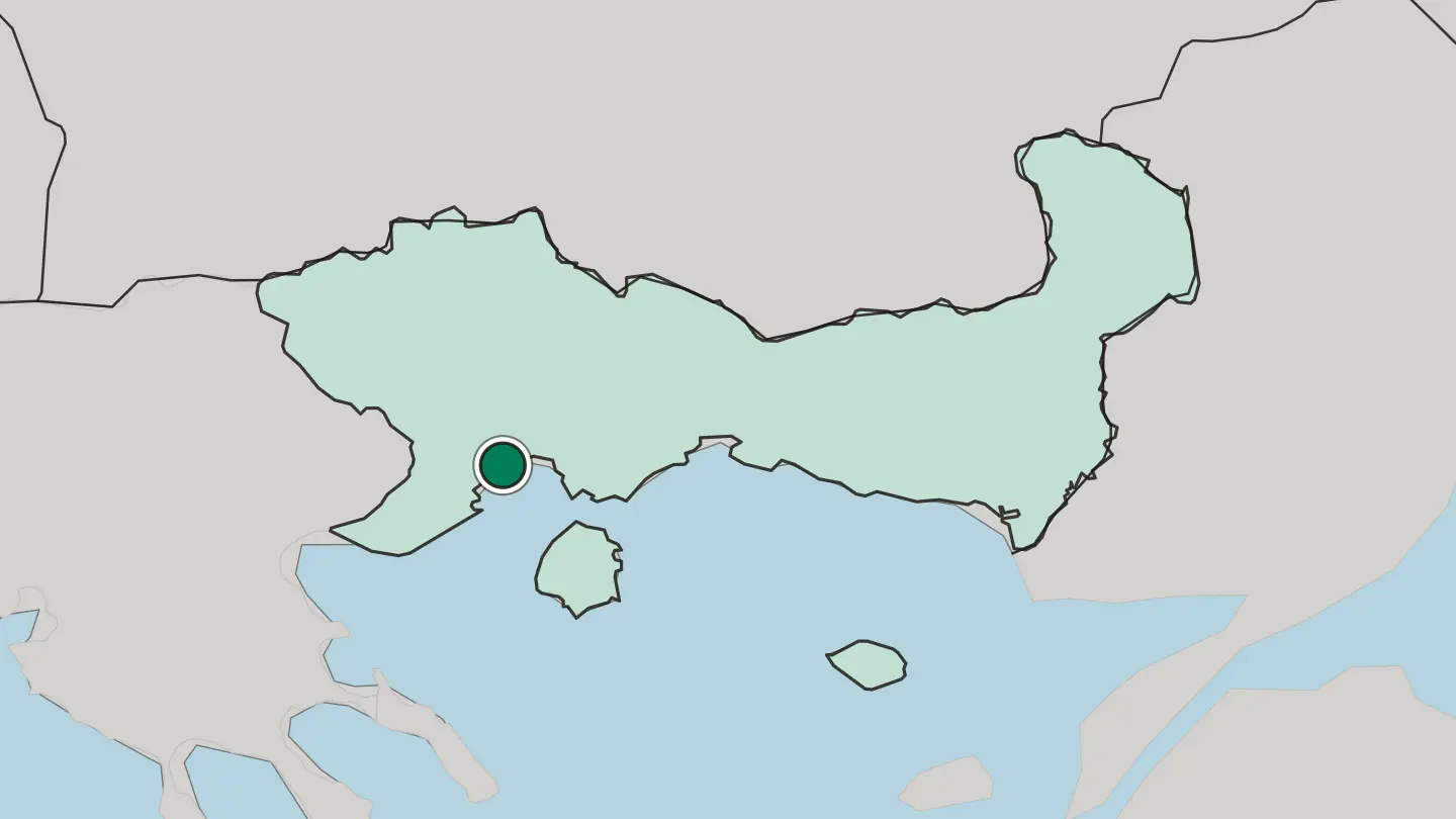 Map of Kavála in Greece