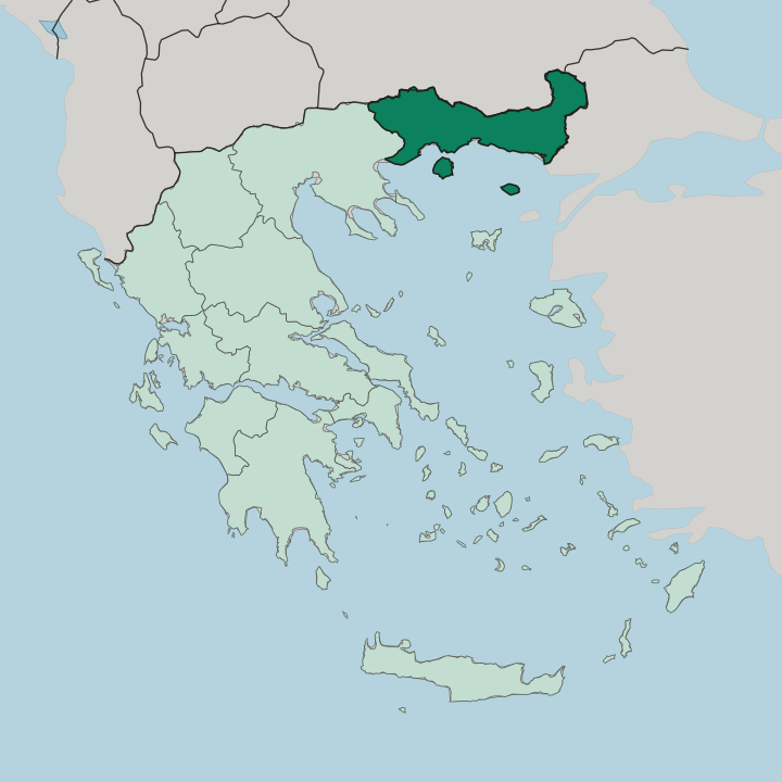 Map showing Eastern Macedonia and Thrace — In Greece