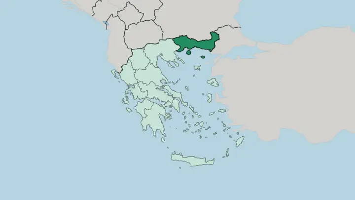 Map of Eastern Macedonia and Thrace in Greece