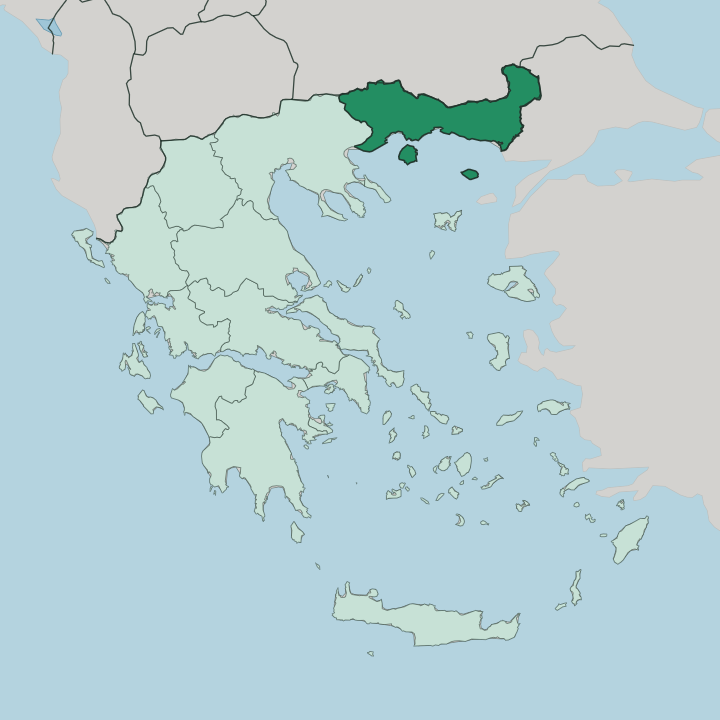 Map showing Eastern Macedonia and Thrace — In Greece