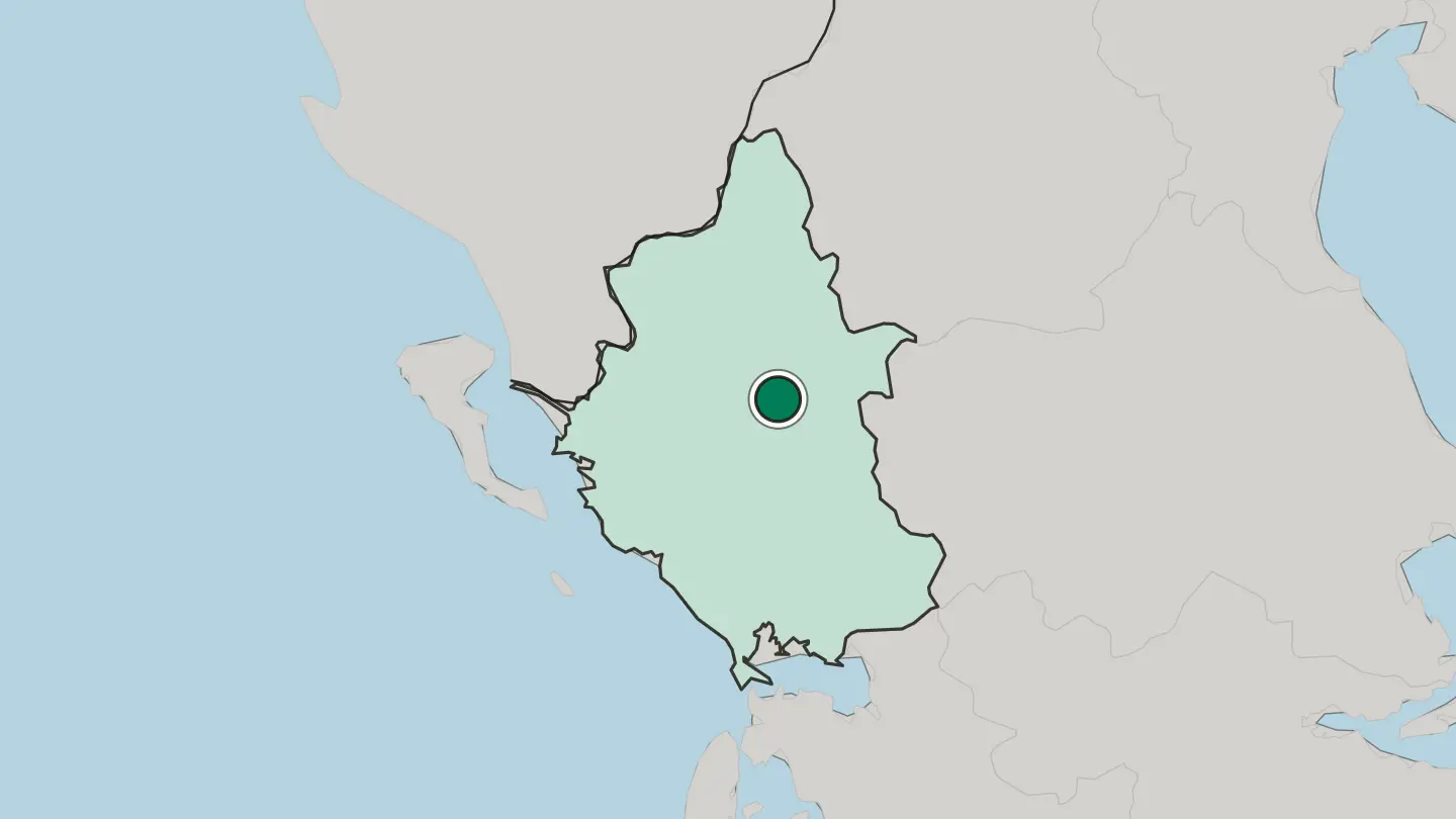 Map of Ioánnina in Greece