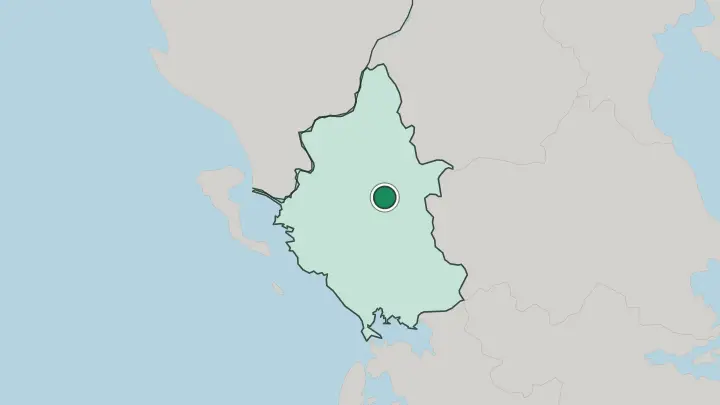 Map of Ioánnina in Greece