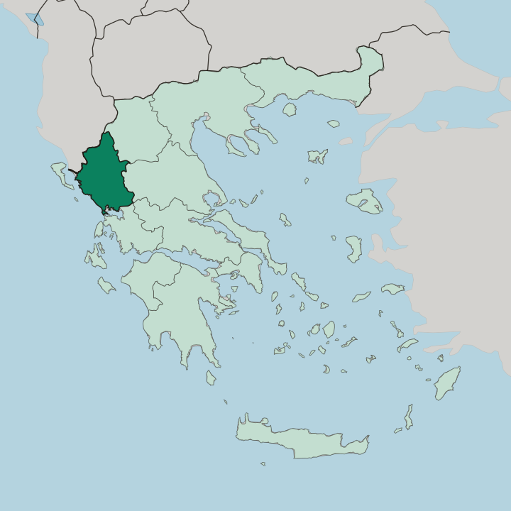 Map showing Epirus — In Greece