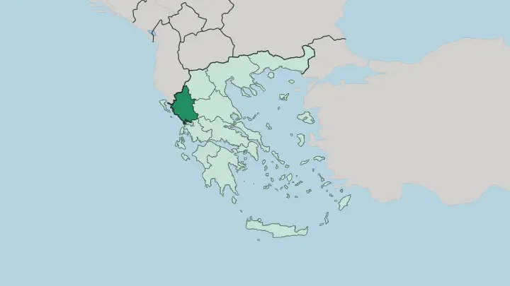 Map of Epirus in Greece