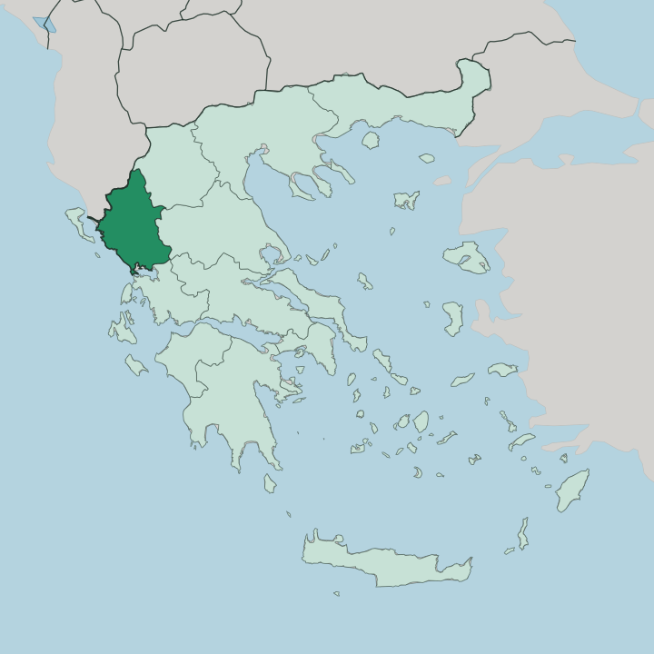 Map showing Epirus — In Greece
