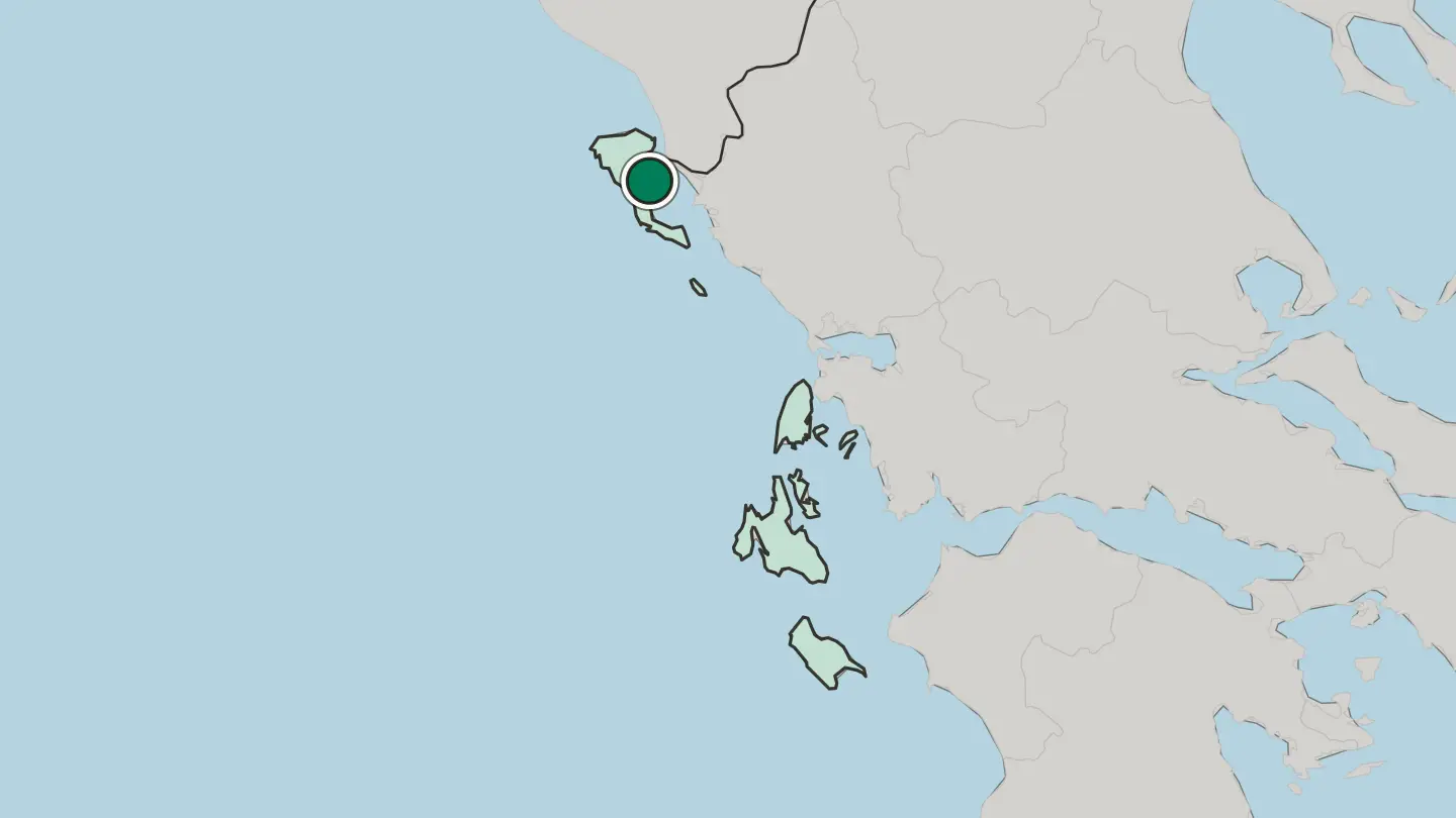 Map of Corfu in Greece