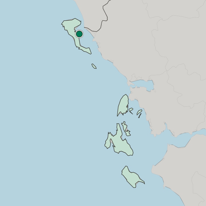 Map showing Corfu — In Ionian Islands