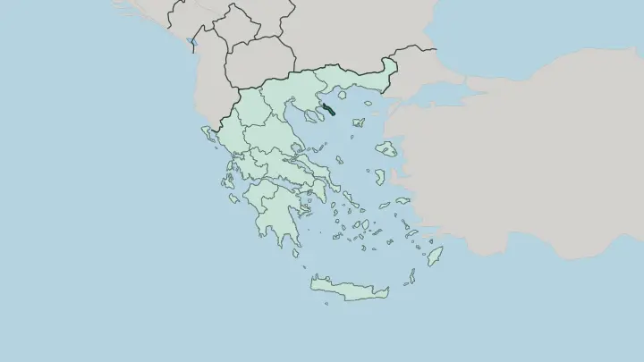 Map of Mount Athos in Greece