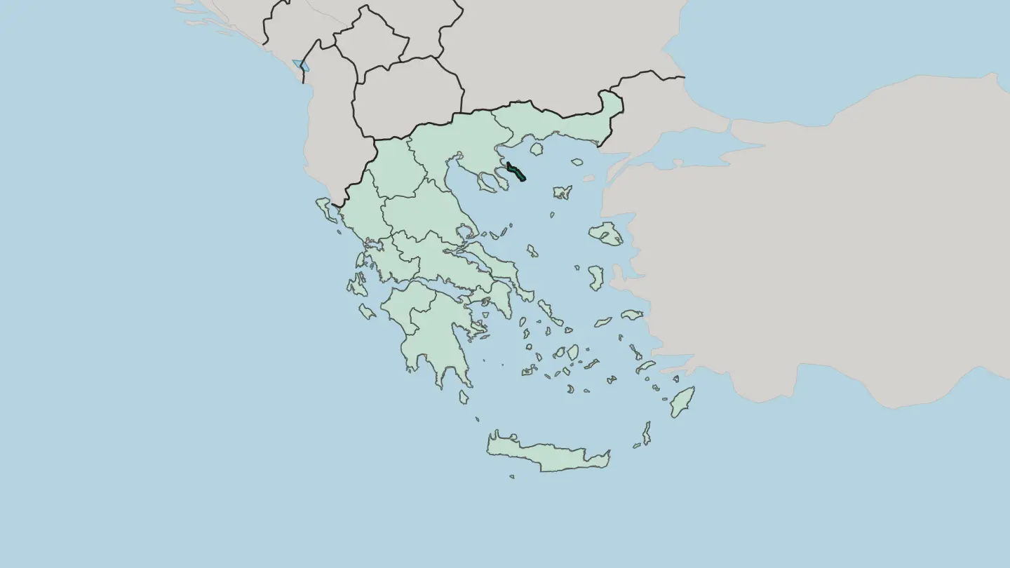 Map of Mount Athos in Greece