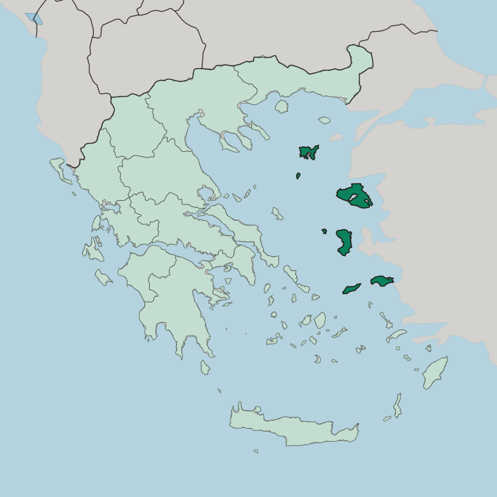 Map showing North Aegean — In Greece