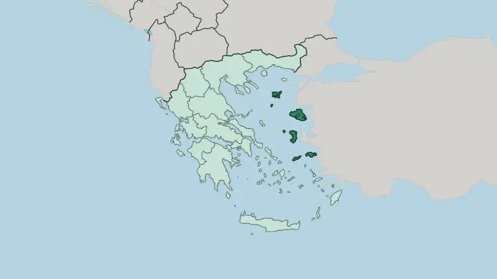 Map of North Aegean in Greece
