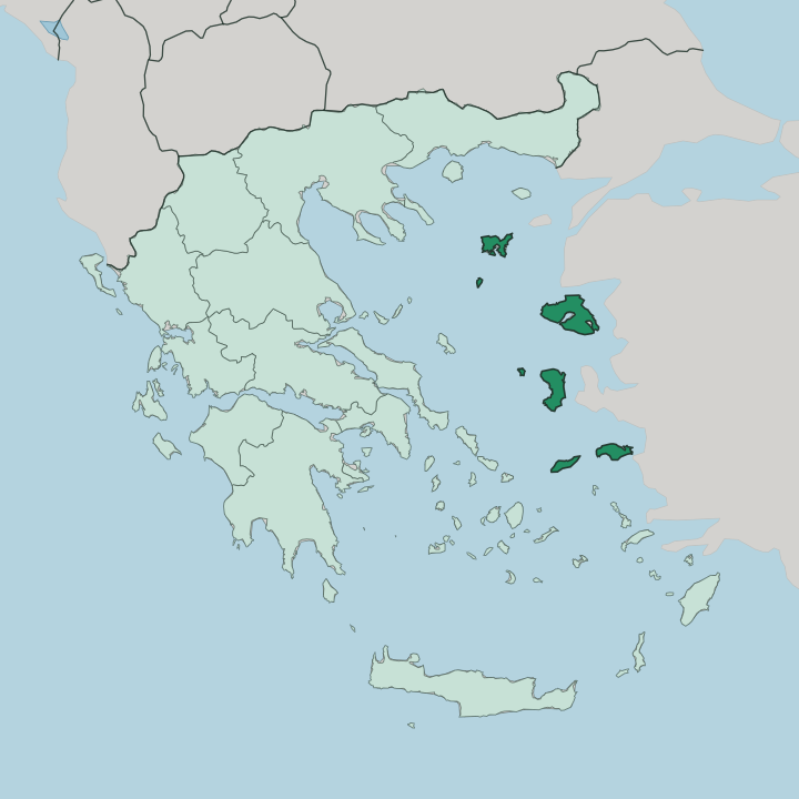 Map showing North Aegean — In Greece