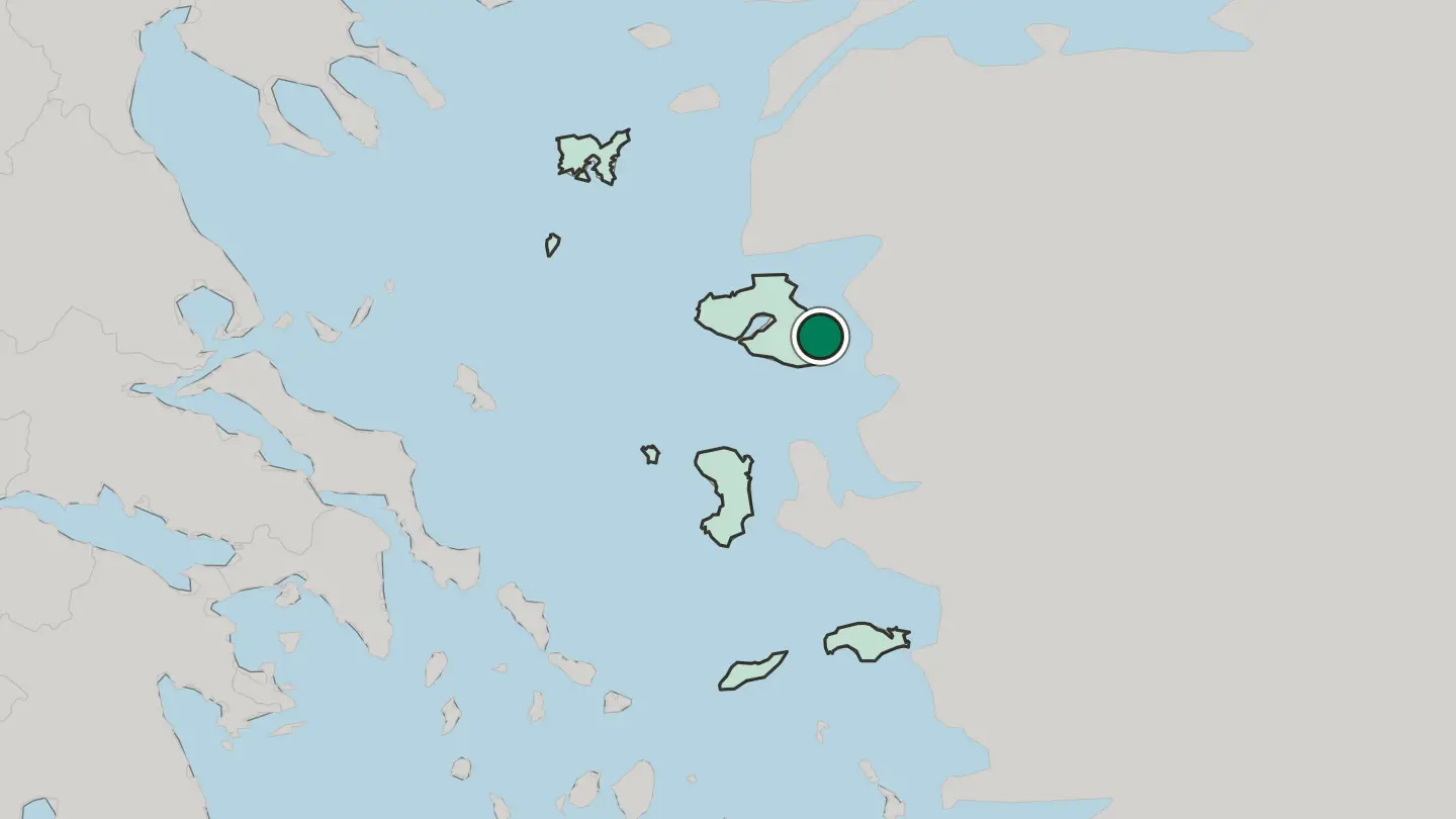 Map of Mytilene in Greece