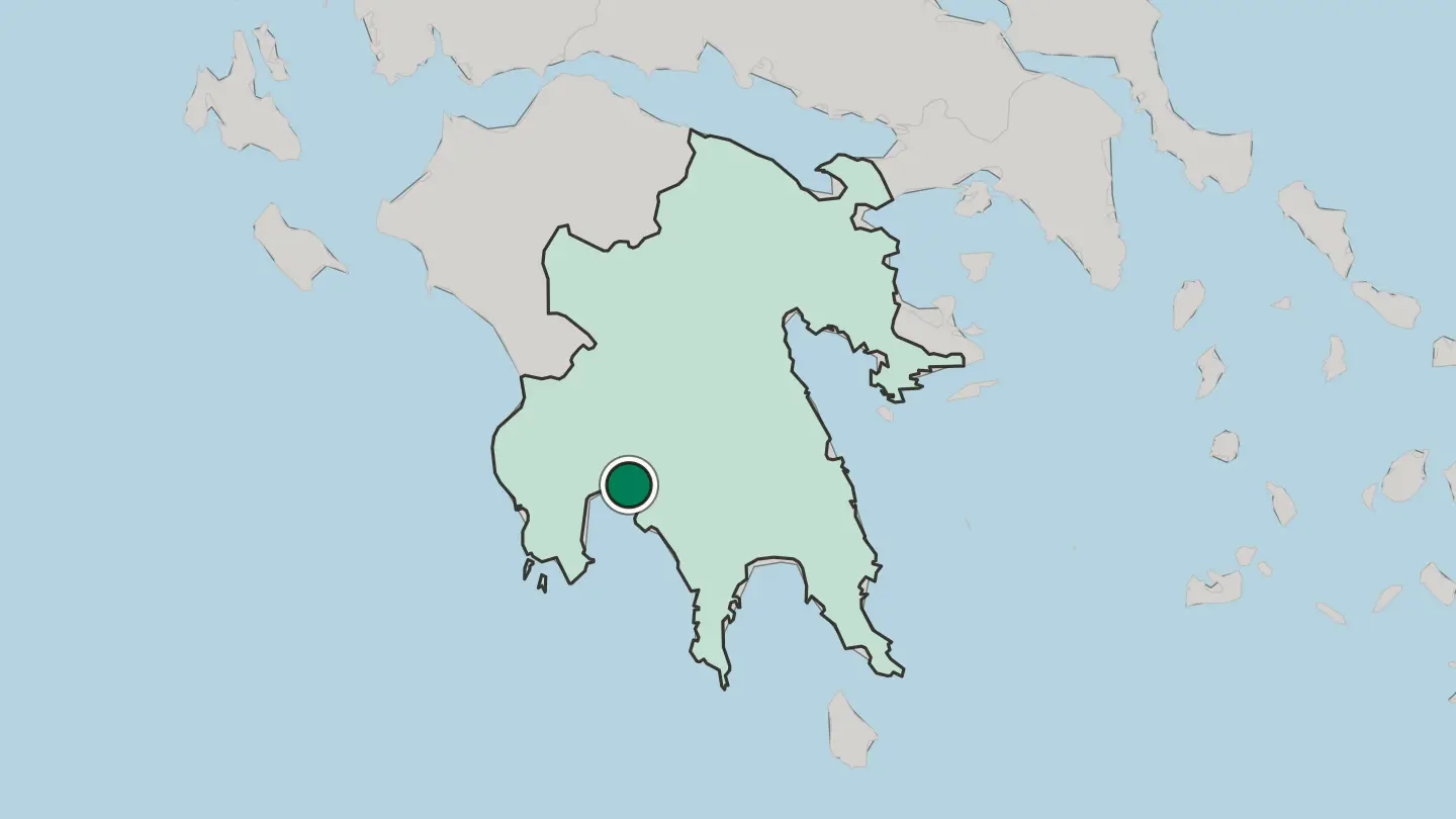 Map of Kalamata in Greece