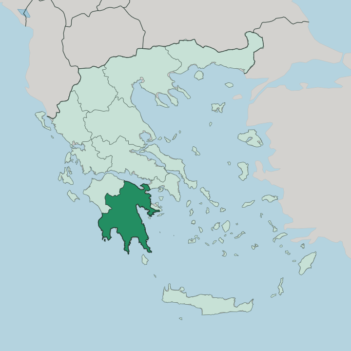 Map showing Peloponnese — In Greece