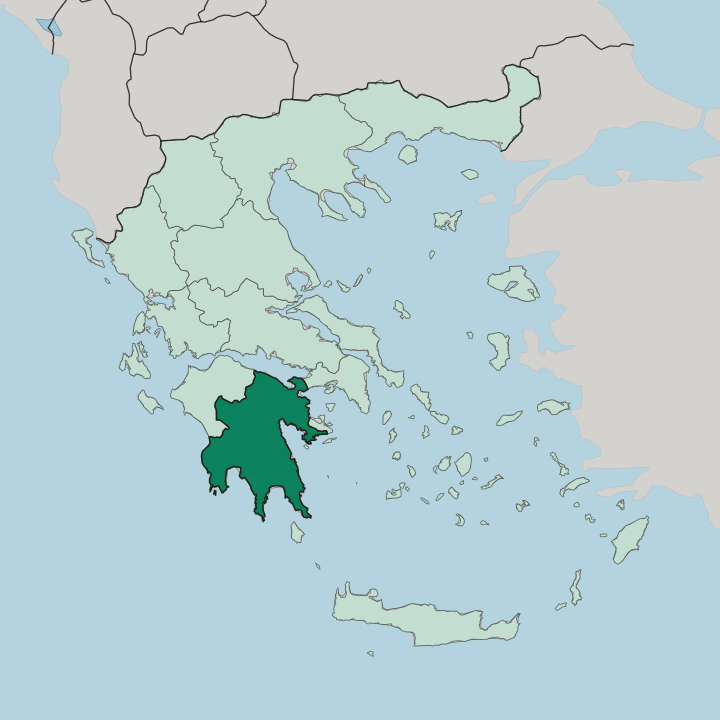 Map showing Peloponnese — In Greece