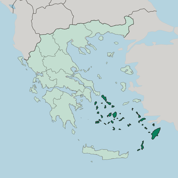 Map showing South Aegean — In Greece