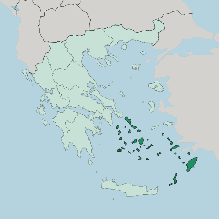 Map showing South Aegean — In Greece