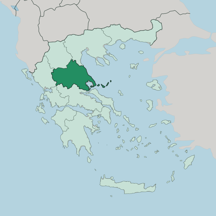 Map showing Thessaly — In Greece