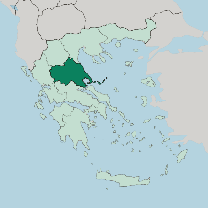 Map showing Thessaly — In Greece