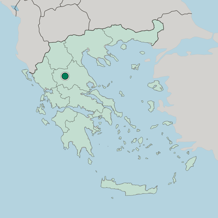 Map showing Tríkala — In Greece